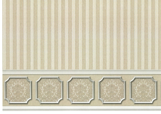 Dollhouse Wallpaper Gray Silver Striped Annabelle Wainscot 1:12 Scale Itsy Bitsy - Miniature Crush