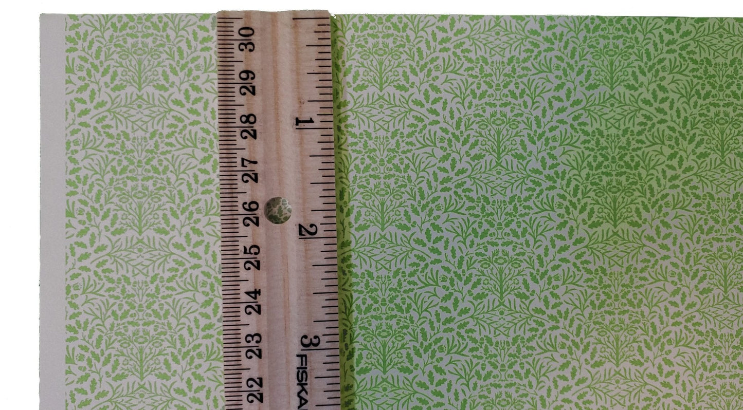 Dollhouse Wallpaper Green and Cream Leaves Branches "Acorn" 1:12 Scale Miniature - Miniature Crush
