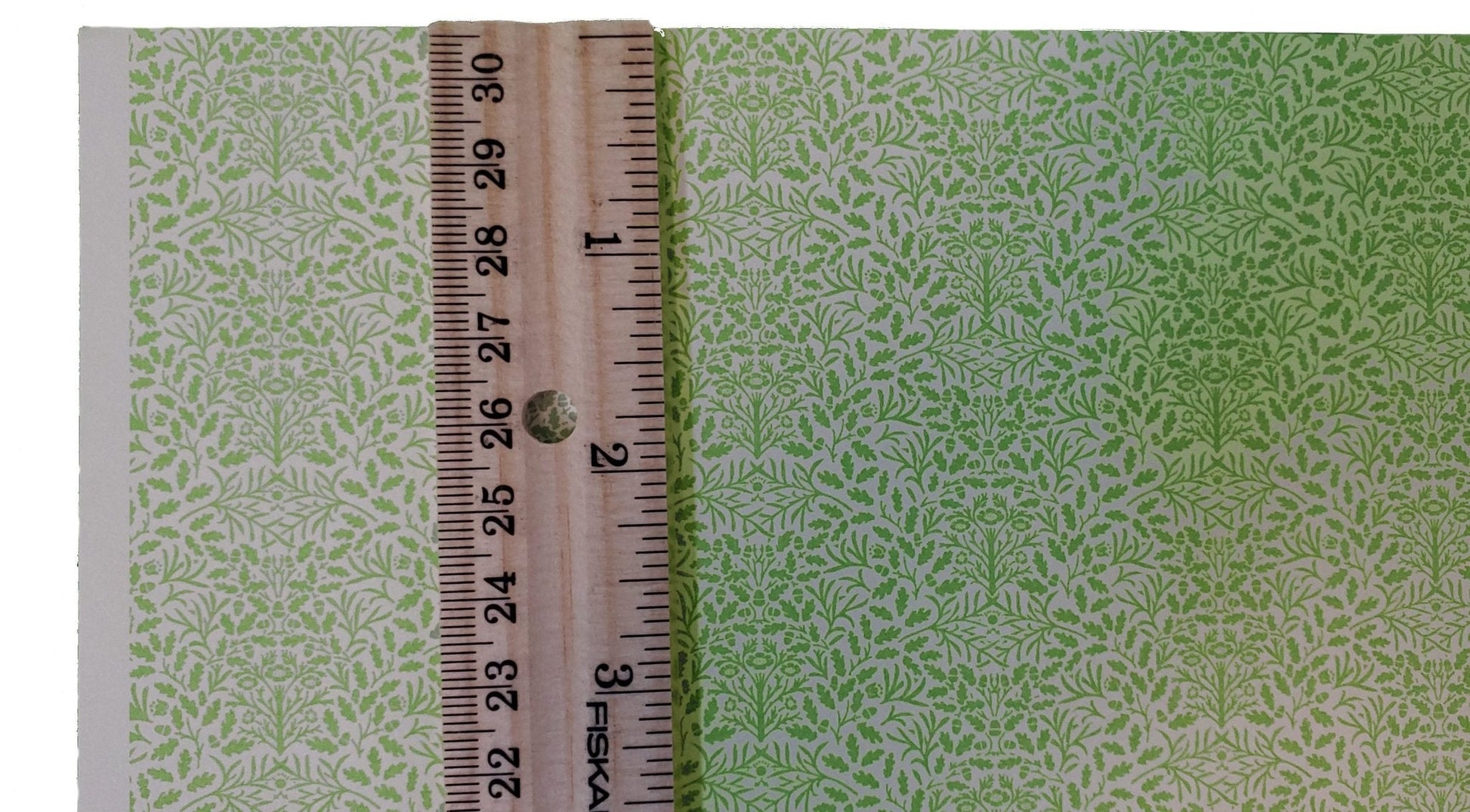 Dollhouse Wallpaper Green and Cream Leaves Branches "Acorn" 1:12 Scale Miniature - Miniature Crush