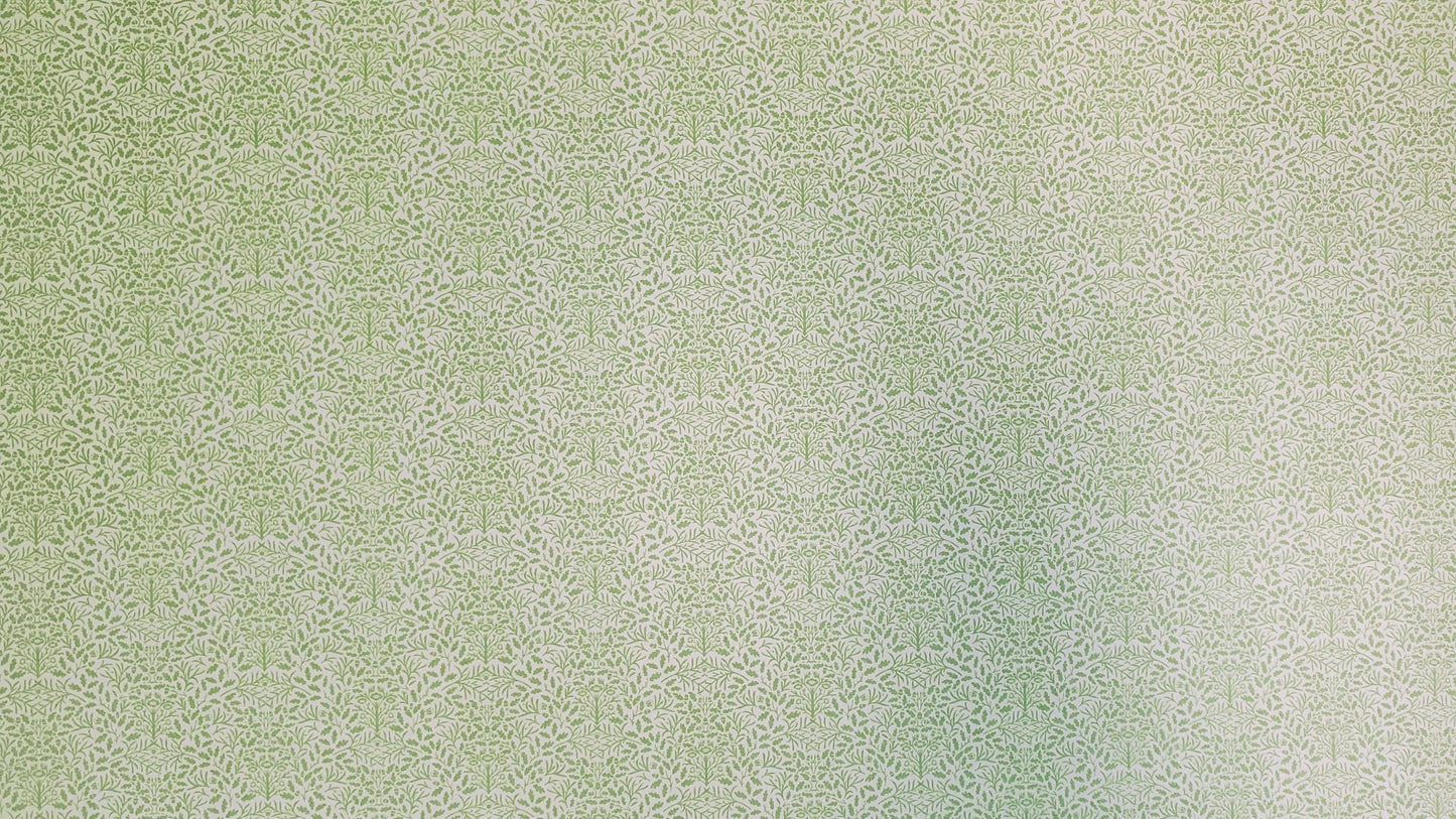 Dollhouse Wallpaper Green and Cream Leaves Branches "Acorn" 1:12 Scale Miniature - Miniature Crush