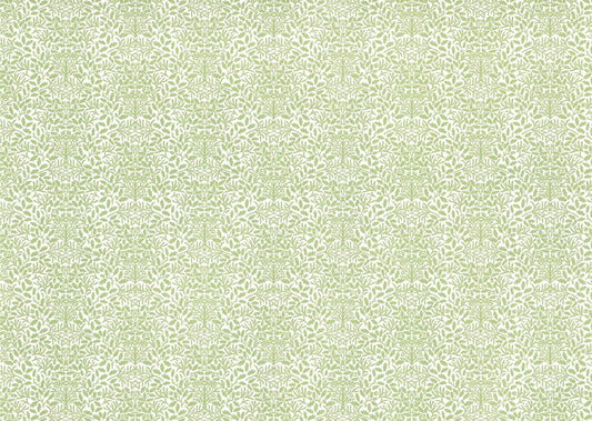 Dollhouse Wallpaper Green and White Leaves Branches "Acorn" 1:12 Scale Miniature - Miniature Crush
