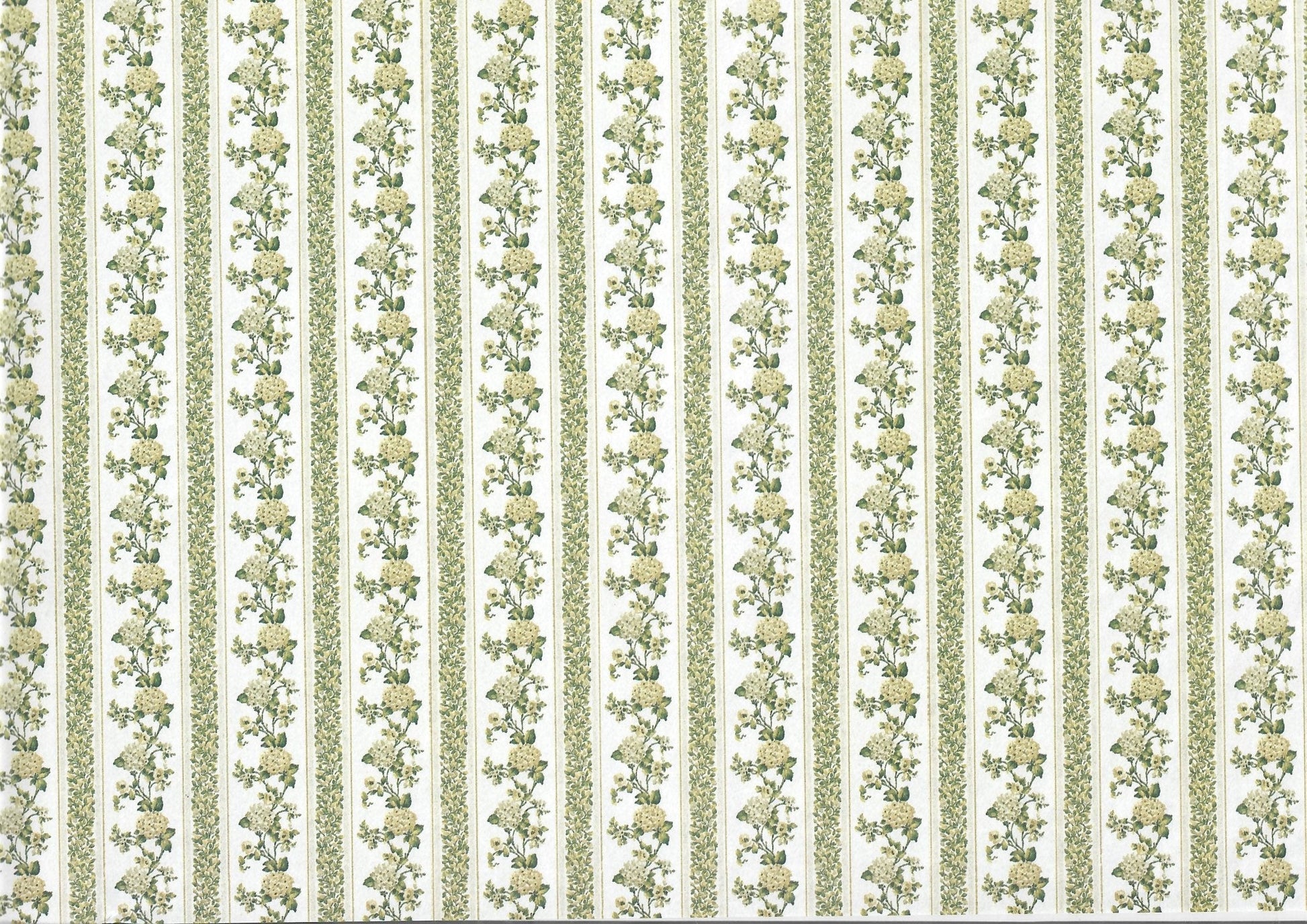 Dollhouse Wallpaper Hydrangeas Green 3 Sheets MiniGraphics "Kismet Stripe" 1:12 Scale - Miniature Crush