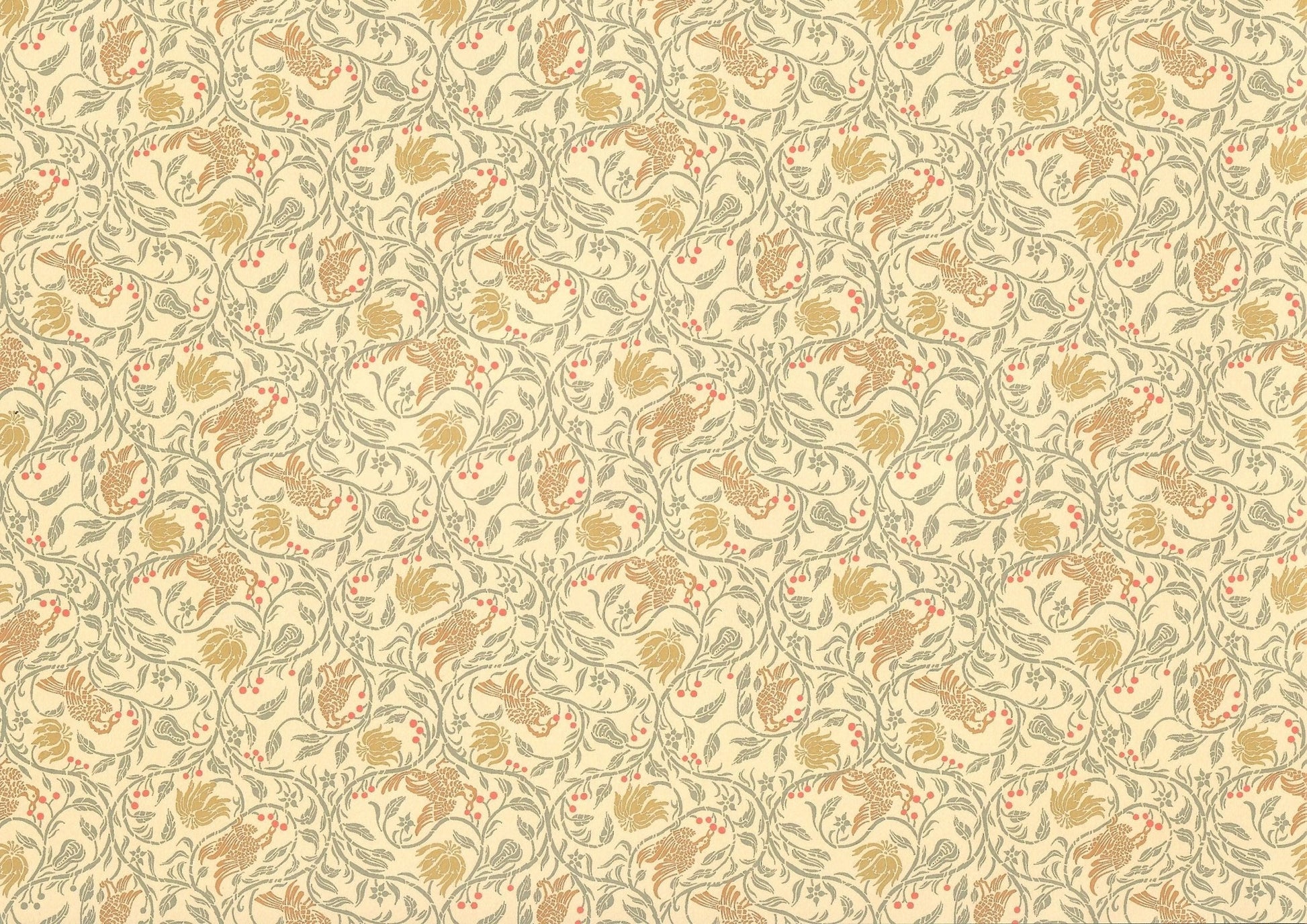 Dollhouse Wallpaper Jackson's Miniatures "Birds & Berries" 1:12 Scale Victorian Art Nouveau - Miniature Crush