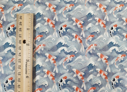 Dollhouse Wallpaper Koi in Water Blues Grays 1:12 Scale by MiniatureCrush - Miniature Crush