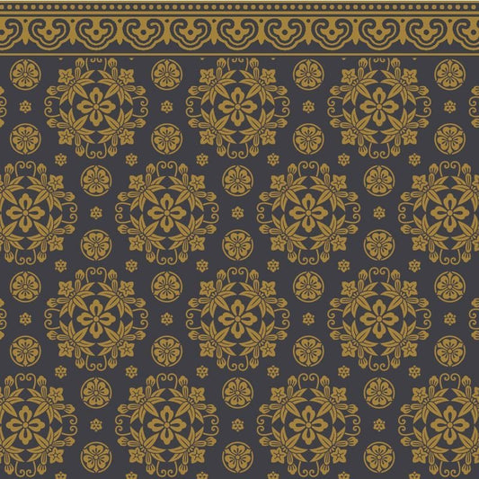 Dollhouse Wallpaper Kunio Wall Japanese Style Black Gold Bradbury & Bradbury 1:12 Scale - Miniature Crush