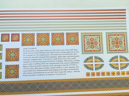 Dollhouse Wallpaper Miniature Brodnax Victorian Borders & Decoration 1:12 Scale - Miniature Crush