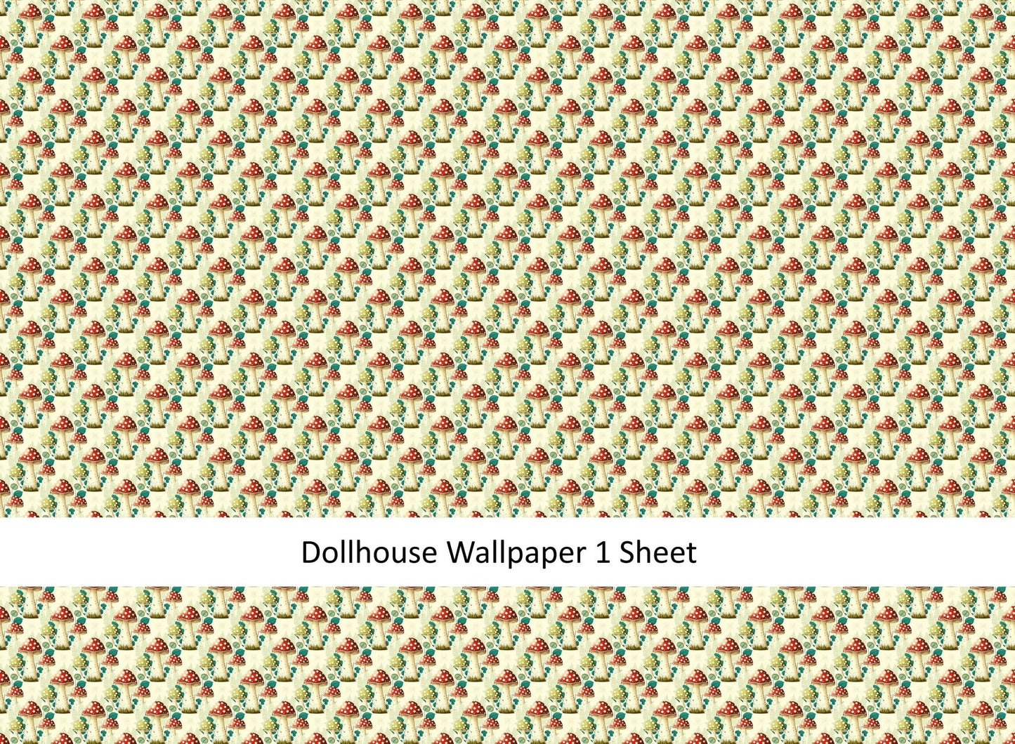 Dollhouse Wallpaper Mushrooms Modern Style 1:12 Scale MiniatureCrush Exclusive - Miniature Crush