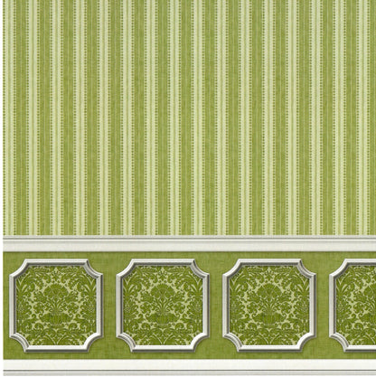 Dollhouse Wallpaper Olive Green Striped Annabelle Wainscot 1:12 Scale Itsy Bitsy - Miniature Crush