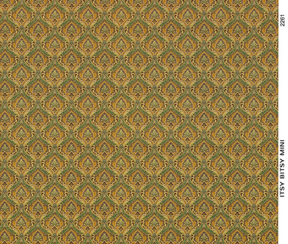 Dollhouse Wallpaper Paisley Beige Browns Teal 1:12 Scale Itsy Bitsy Miniatures - Miniature Crush