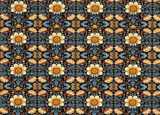 Dollhouse Wallpaper Peony Flowers Large Print Blues 1:12 Scale Miniature - Miniature Crush