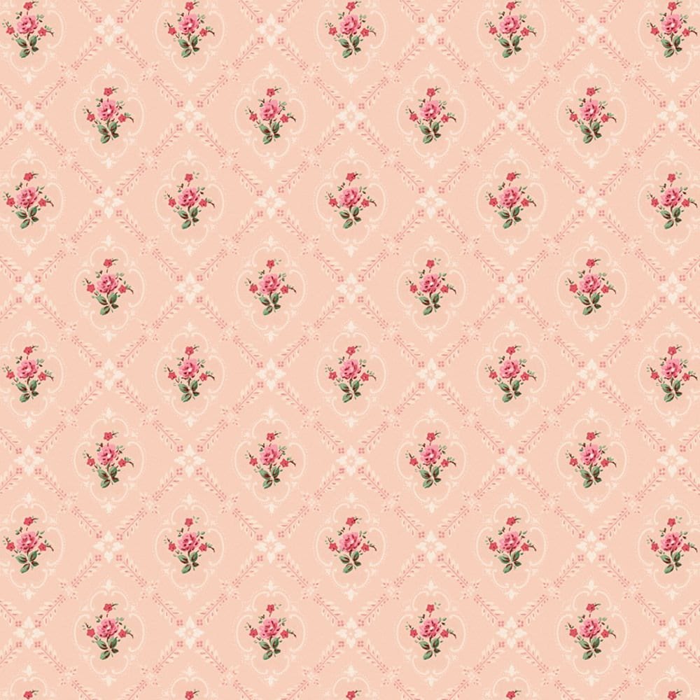 Dollhouse Wallpaper Pink Floral "Wallflowers" Design Bradbury & Bradbury 1:12 Scale - Miniature Crush
