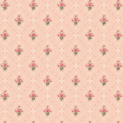 Dollhouse Wallpaper Pink Floral "Wallflowers" Design Bradbury & Bradbury 1:12 Scale - Miniature Crush