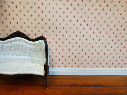 Dollhouse Wallpaper Pink Floral "Wallflowers" Design Bradbury & Bradbury 1:12 Scale - Miniature Crush