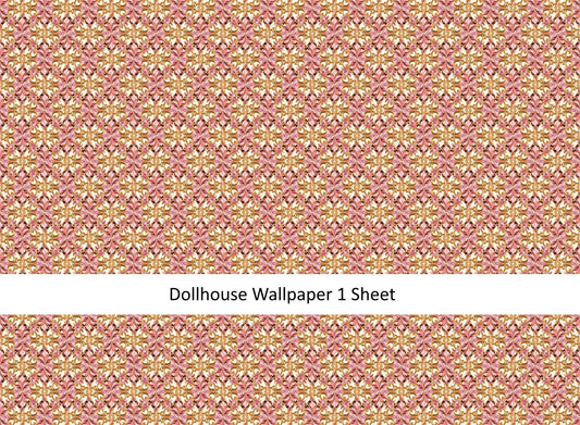 Dollhouse Wallpaper Pink Gold White Opulent Elegant 1:12 Scale MiniatureCrush Exclusive - Miniature Crush