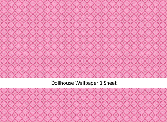 Dollhouse Wallpaper PINK Modern Style 1:12 Scale MiniatureCrush Exclusive - Miniature Crush