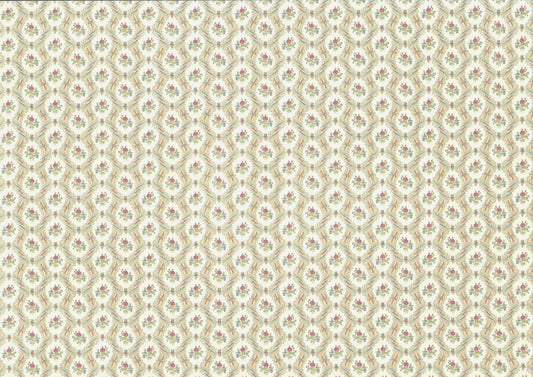 Dollhouse Wallpaper Pink Roses "Ogee Lace" 3 Pieces 1:12 Scale by MiniGraphics - Miniature Crush