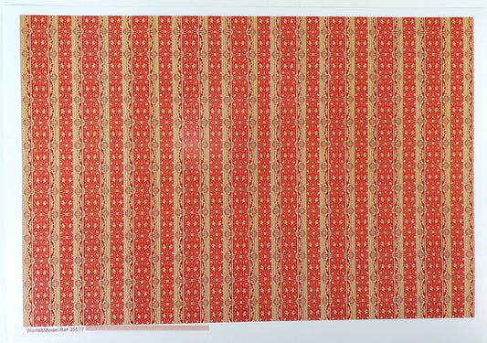 Dollhouse Wallpaper Red & Gold Wide Stripes World Model WM35577 - Miniature Crush