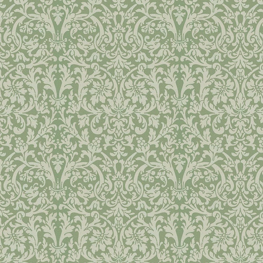 Dollhouse Wallpaper Sage Green Sussex Damask Bradbury & Bradbury 1:12 Scale - Miniature Crush