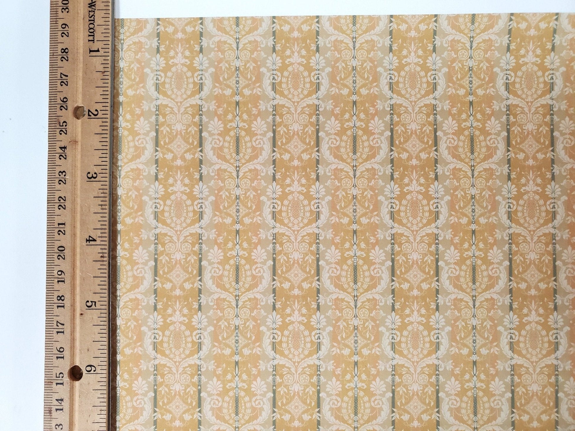 Dollhouse Wallpaper Vintage Cheltenham Damask Bradbury & Bradbury 1:12 Scale - Miniature Crush