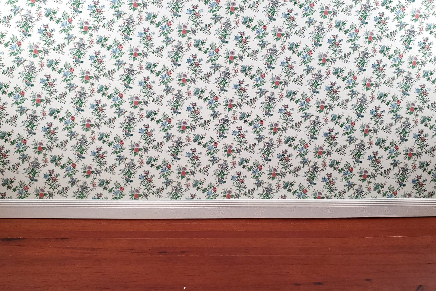 Dollhouse Wallpaper Vintage Garden Birds Floral Bradbury & Bradbury 1:12 Scale - Miniature Crush