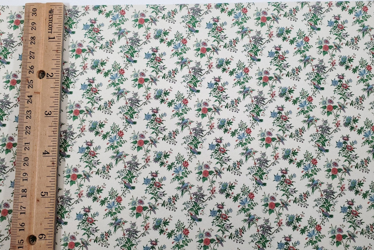 Dollhouse Wallpaper Vintage Garden Birds Floral Bradbury & Bradbury 1:12 Scale - Miniature Crush