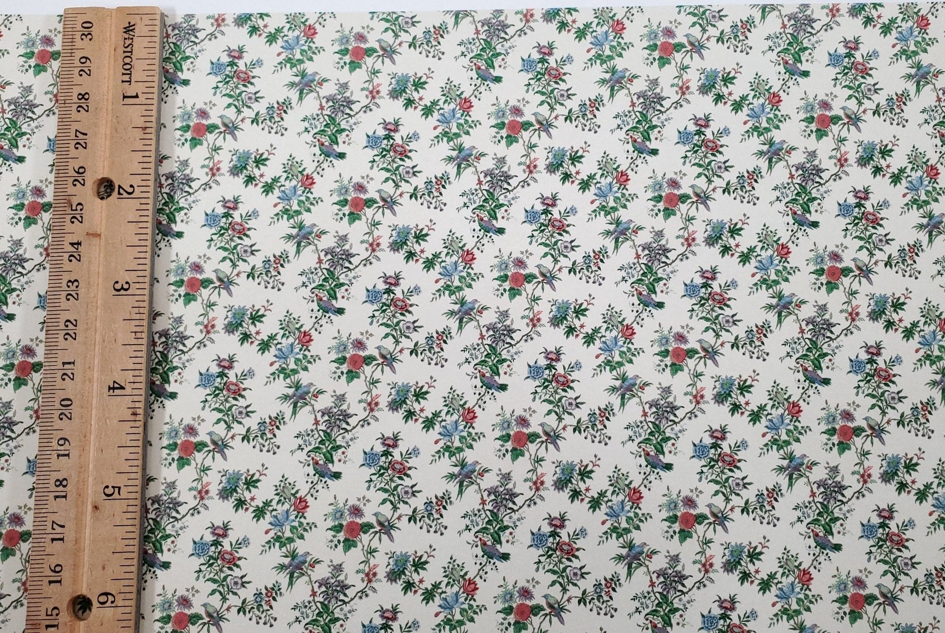 Dollhouse Wallpaper Vintage Garden Birds Floral Bradbury & Bradbury 1:12 Scale - Miniature Crush