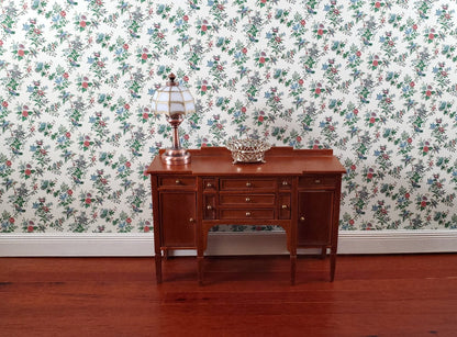 Dollhouse Wallpaper Vintage Garden Birds Floral Bradbury & Bradbury 1:12 Scale - Miniature Crush