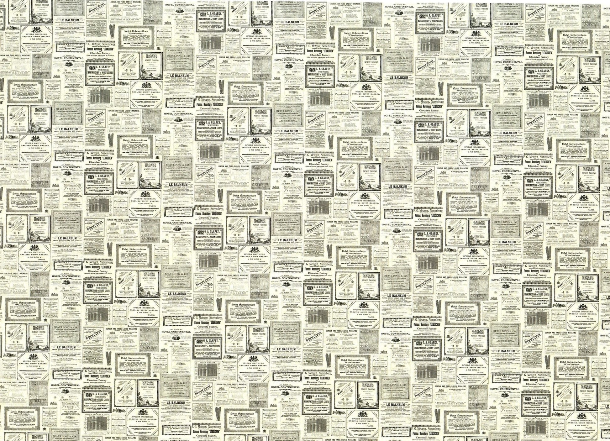 Dollhouse Wallpaper Vintage Newspaper Paris Fashion Ads 1:12 Scale Itsy Bitsy 1761 - Miniature Crush