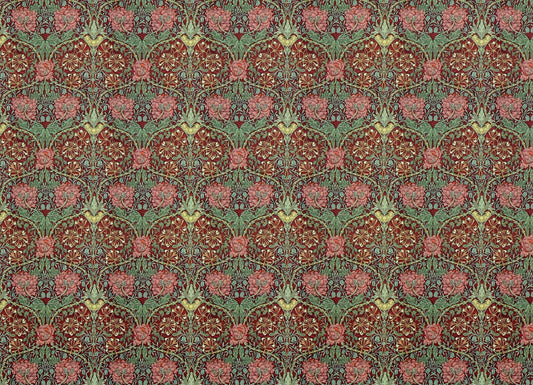 Dollhouse Wallpaper William Morris Art Nouveau Plum Burgundy Floral 1:12 Scale Itsy Bitsy - Miniature Crush