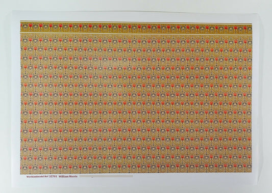 Dollhouse Wallpaper William Morris Beige Black Orange Tulips World Model WM35701 - Miniature Crush