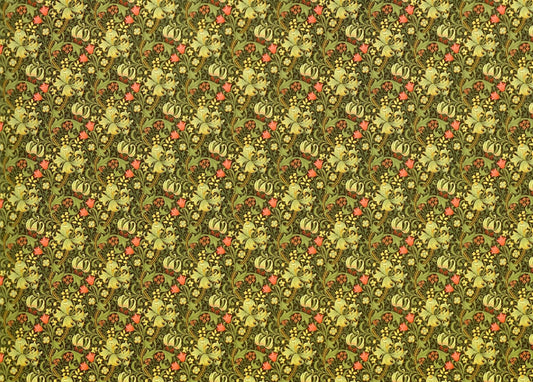 Dollhouse Wallpaper William Morris Lilies Flowers Green 1:12 Scale Itsy Bitsy - Miniature Crush