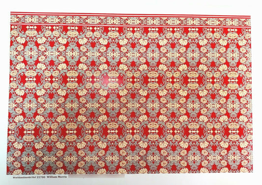 Dollhouse Wallpaper William Morris Red Gray Floral World Model WM35700 - Miniature Crush