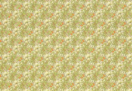 Dollhouse Wallpaper William Morris Tulips Flowers White Green 1:12 Scale Itsy Bitsy - Miniature Crush