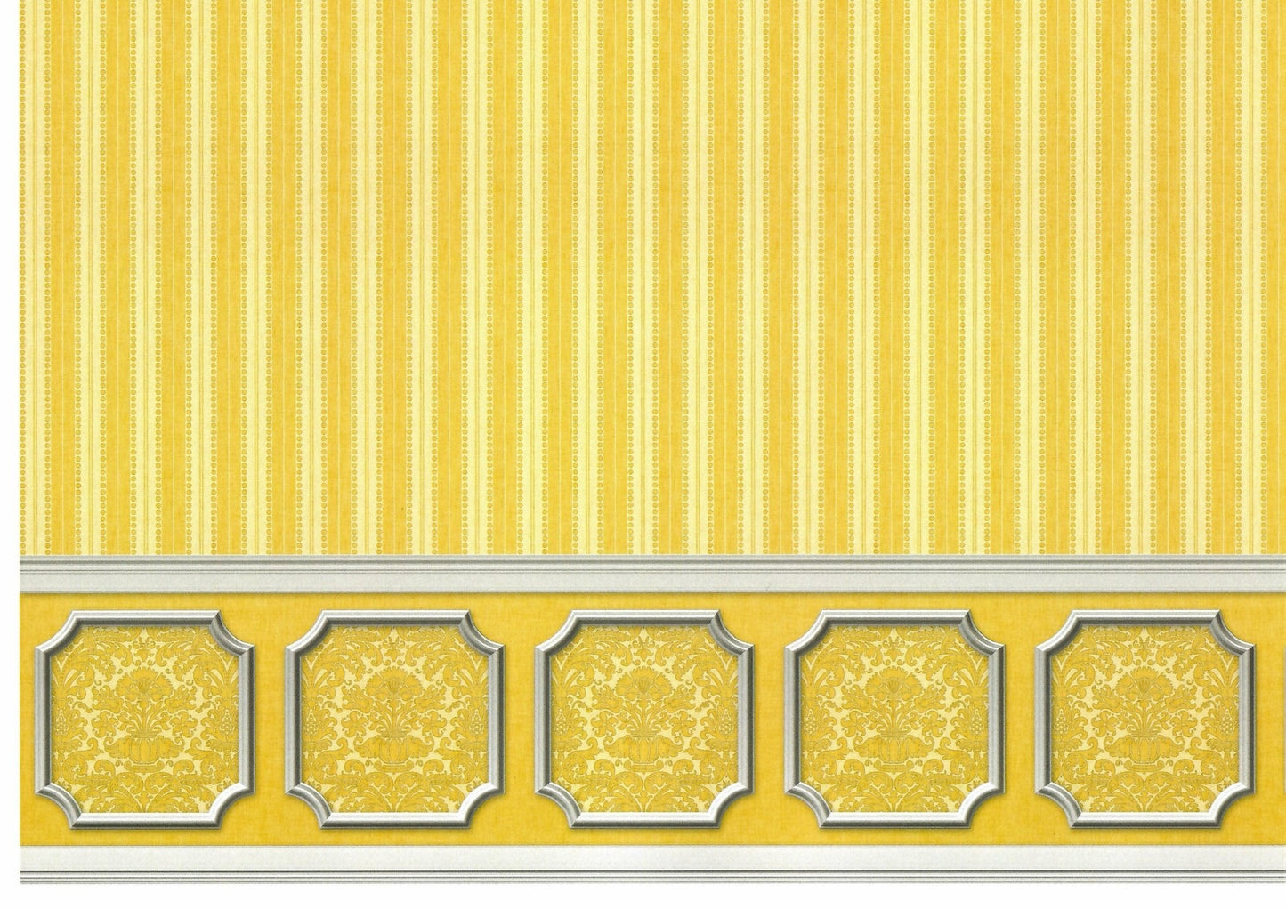 Dollhouse Wallpaper Yellow Gold Striped Annabelle Wainscot 1:12 Scale Itsy Bitsy - Miniature Crush
