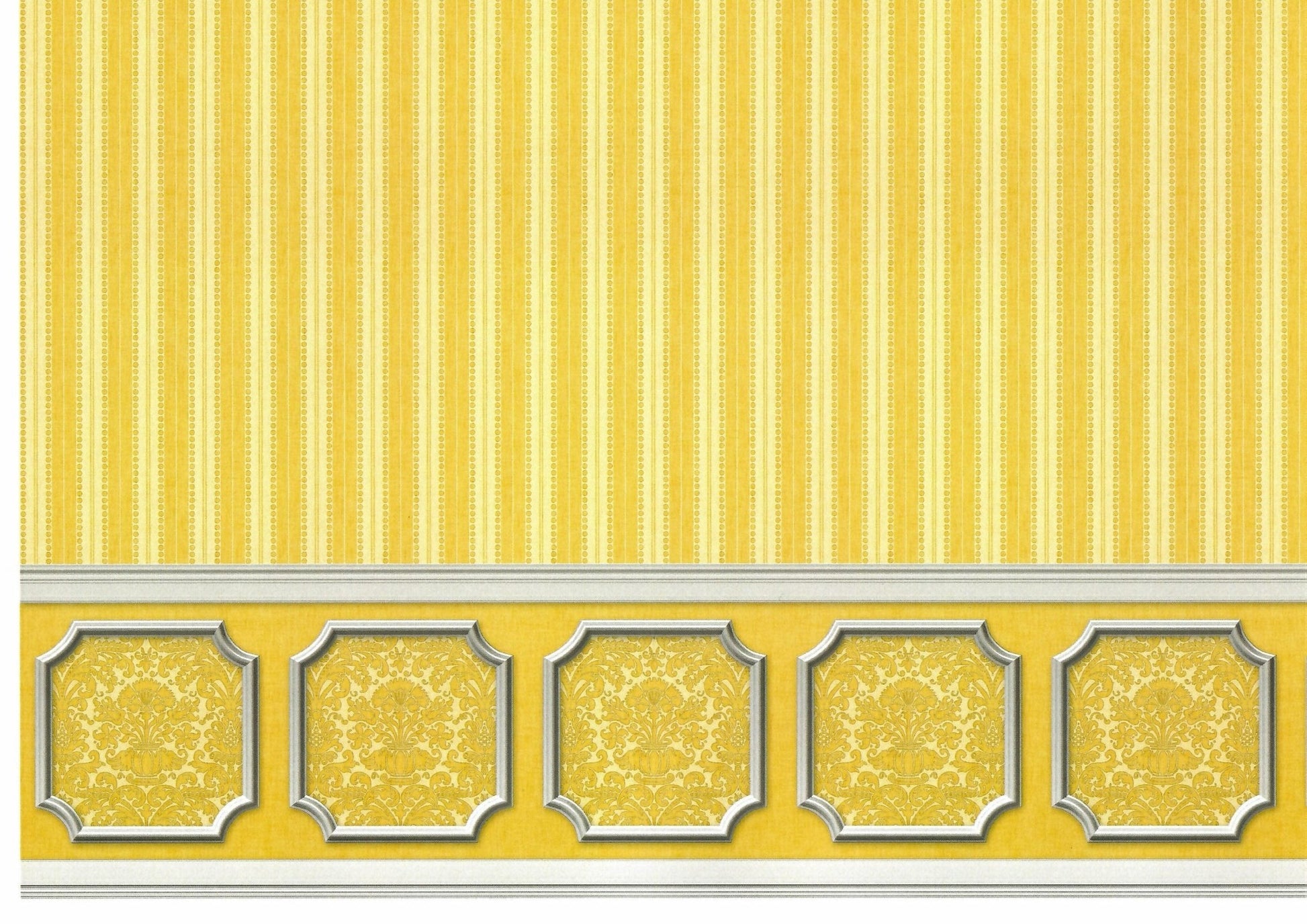 Dollhouse Wallpaper Yellow Gold Striped Annabelle Wainscot 1:12 Scale Itsy Bitsy - Miniature Crush