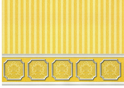 Dollhouse Wallpaper Yellow Gold Striped Annabelle Wainscot 1:12 Scale Itsy Bitsy - Miniature Crush