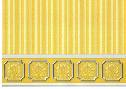 Dollhouse Wallpaper Yellow Gold Striped Annabelle Wainscot 1:12 Scale Itsy Bitsy - Miniature Crush