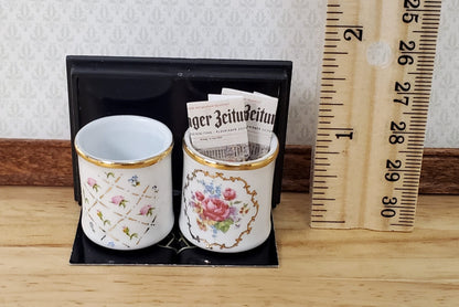 Dollhouse Waste Paper Baskets Trash Cans x2 Reutter Porcelain 1:12 Scale Decor - Miniature Crush
