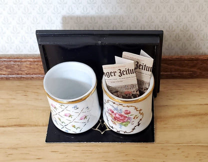 Dollhouse Waste Paper Baskets Trash Cans x2 Reutter Porcelain 1:12 Scale Decor - Miniature Crush