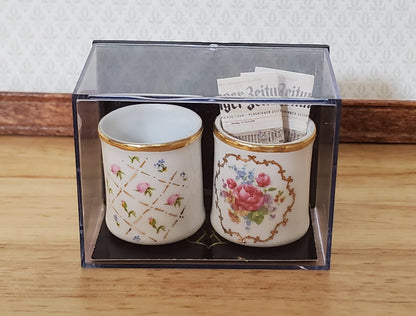 Dollhouse Waste Paper Baskets Trash Cans x2 Reutter Porcelain 1:12 Scale Decor - Miniature Crush