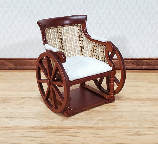 Dollhouse Wheelchair Cane Back Vintage Style Wood Moving Wheels 1:12 Scale Miniature Accessory - Miniature Crush