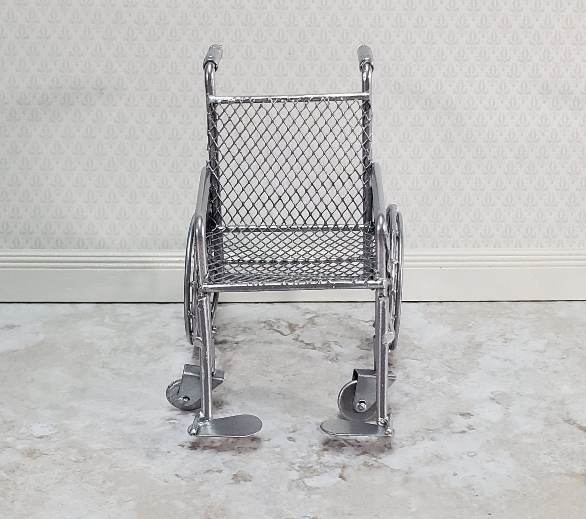 Dollhouse Wheelchair Modern Metal 1:12 Scale Miniature Accessory - Miniature Crush