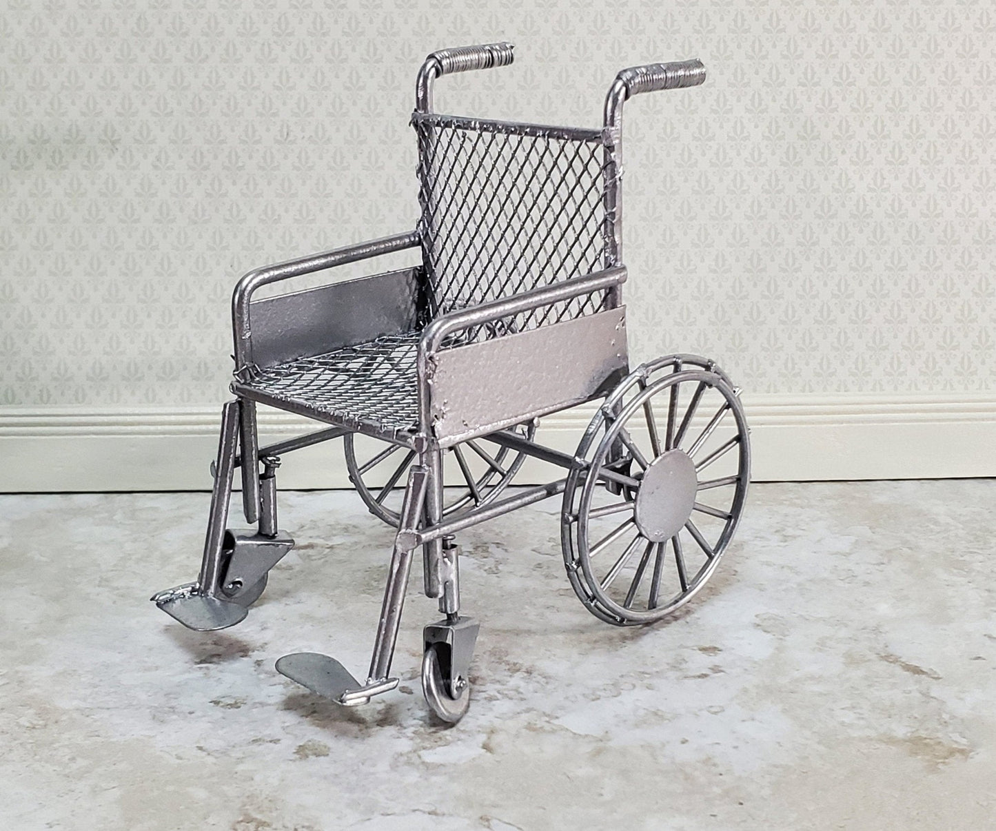 Dollhouse Wheelchair Modern Metal 1:12 Scale Miniature Accessory - Miniature Crush