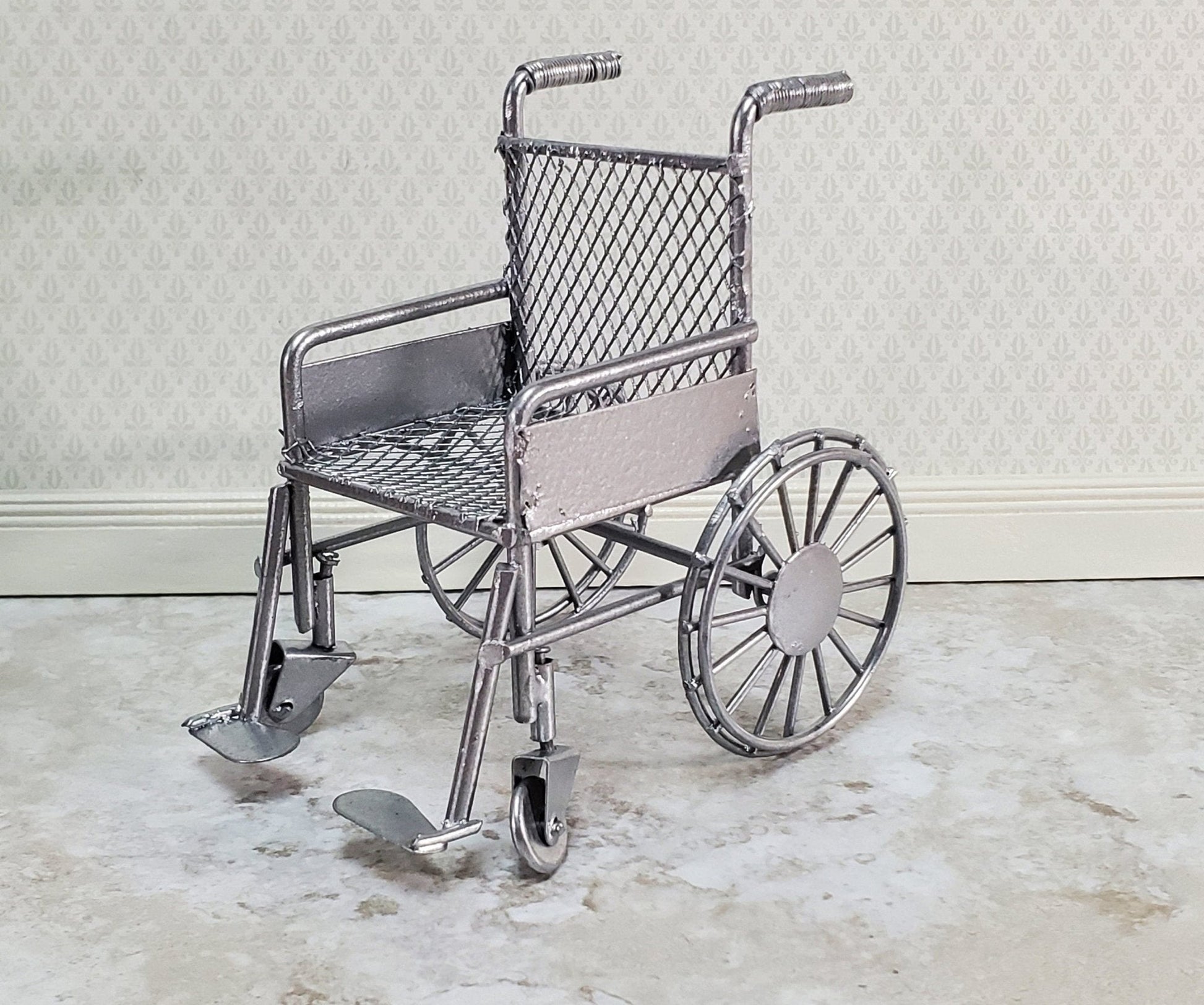 Dollhouse Wheelchair Modern Metal 1:12 Scale Miniature Accessory - Miniature Crush