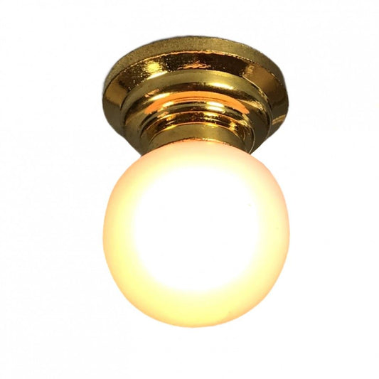 Dollhouse White Globe Ceiling Light 1:12 Scale Miniature 12 Volt with Plug - Miniature Crush