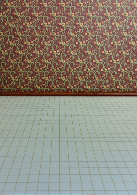 Dollhouse White Square Faux Tile Flooring Lightly Embossed 1:12 Scale for Kitchen or Bathroom - Miniature Crush