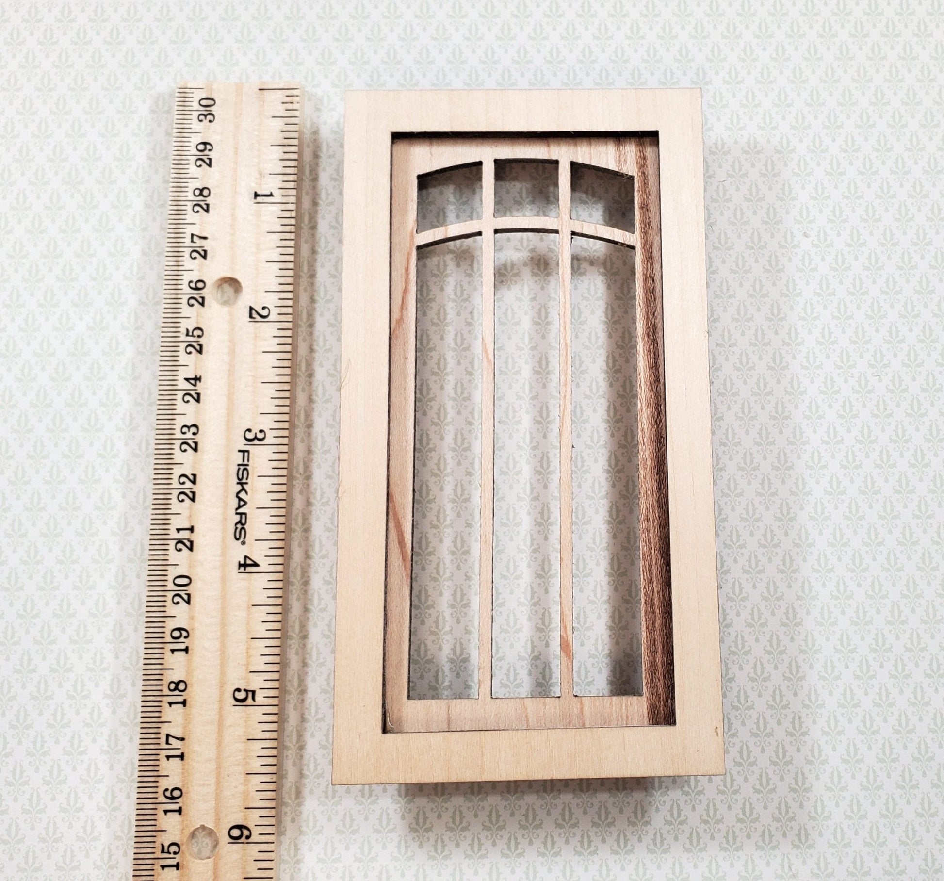 Dollhouse Window Arch 6 Light Wood Acrylic 1:12 Scale Miniature Alessio 2197 - Miniature Crush