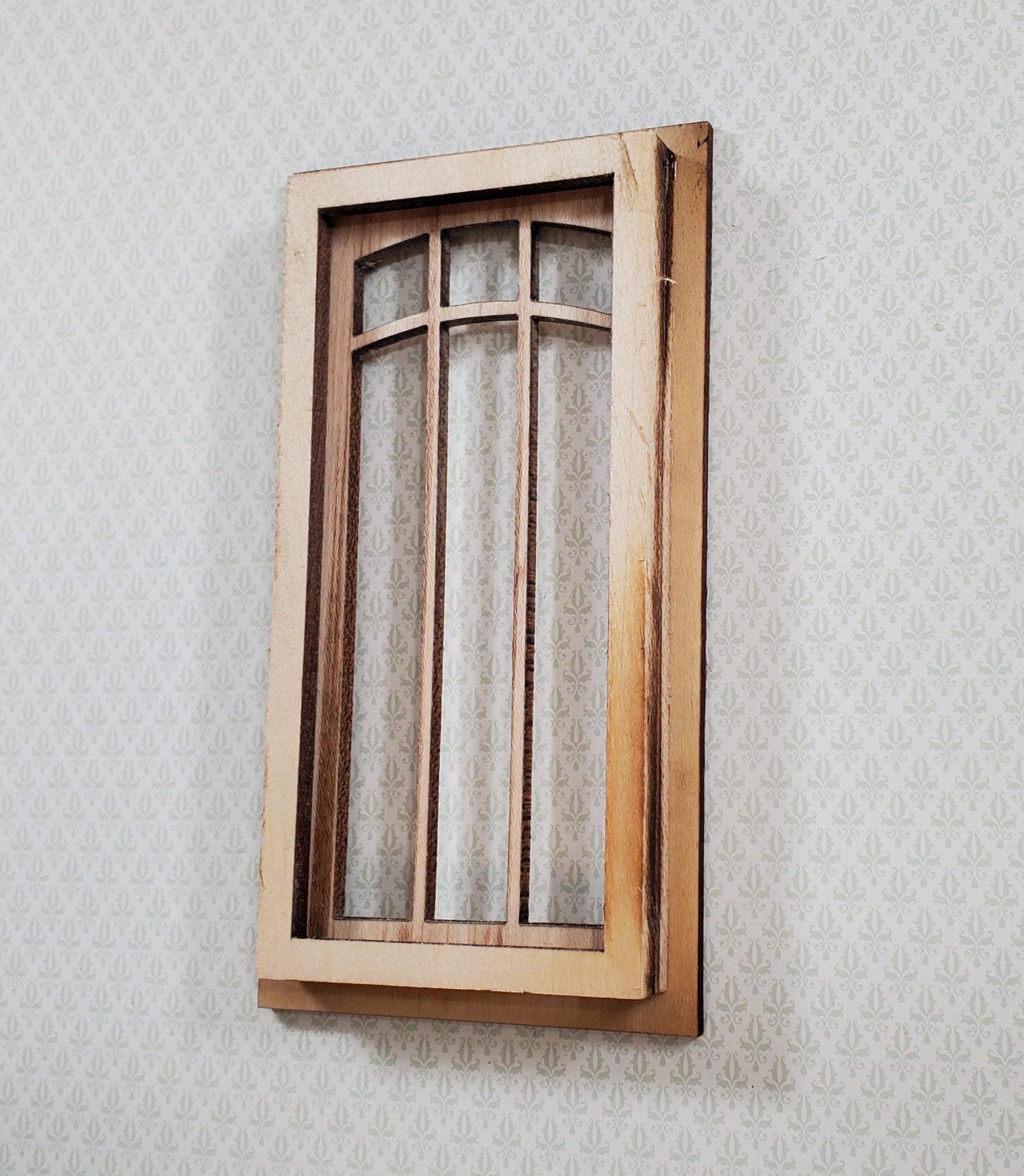 Dollhouse Window Arch 6 Light Wood Acrylic 1:12 Scale Miniature Alessio 2197 - Miniature Crush