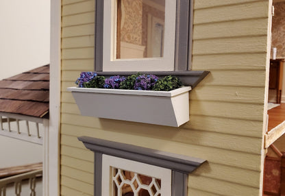 wooden window boxes planters Dollhouse Window Box Planter Deluxe DIY KIT 4" Wood 1:12 Scale Miniature Flowers