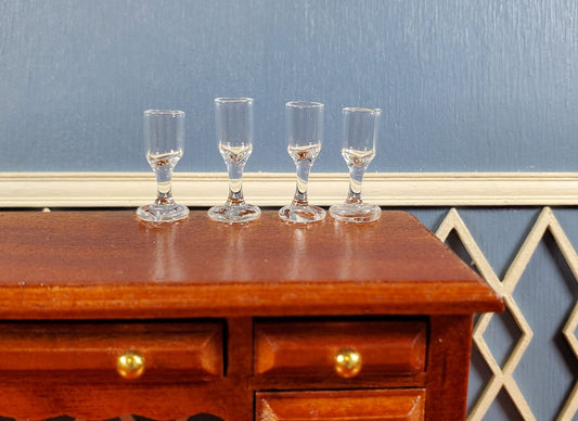Dollhouse Wine Glasses Set of 4 Real Glass 1:12 Scale Miniatures 11/16" Tall - Miniature Crush